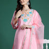 Dhiyona IE Floral Embroidered Thread Work Kurta With Trousers & Dupatta