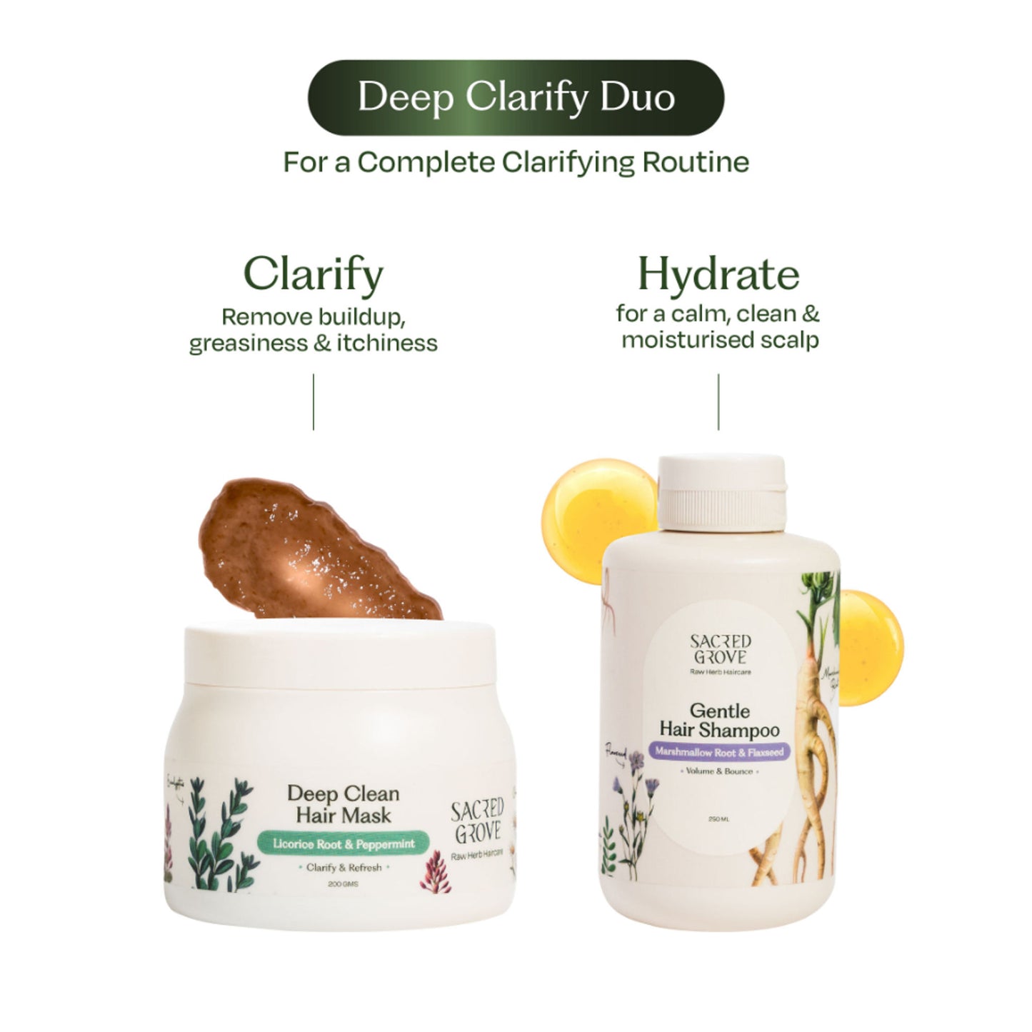 Sacred Grove Clarifying Scalp Detox Mask for Oily & Greasy Scalp Herbal Hair Mask for Buildup & Itch