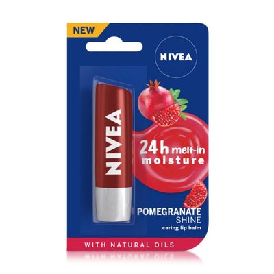 NIVEA Tinted Lip Balm With Natural Oils & 24H Melt-In Moisture Cherry Shine - Pomegranate