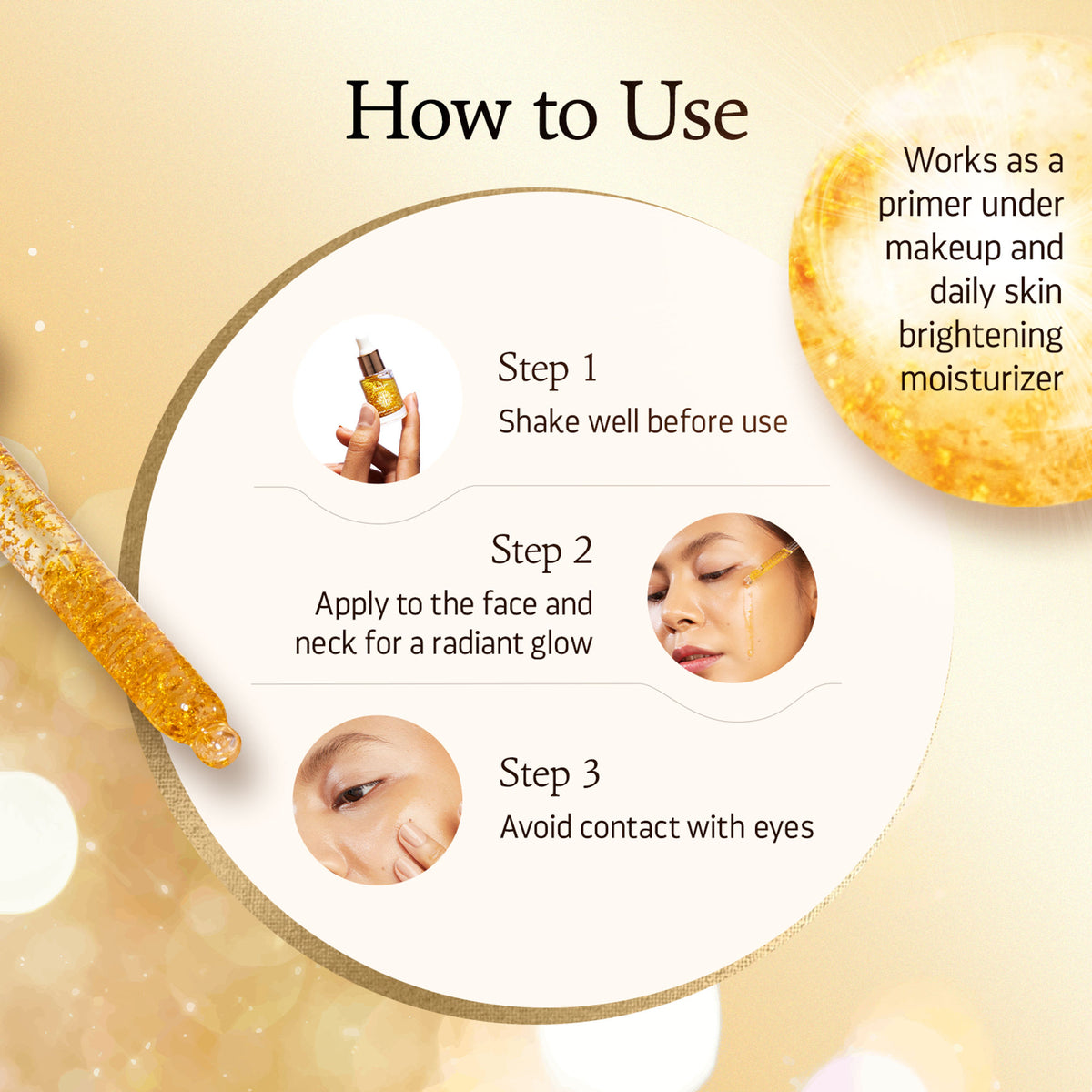 Indulgeo Essentials 24k rose gold face primer oil with lightweight hydration and radiant finish, visible in the image.