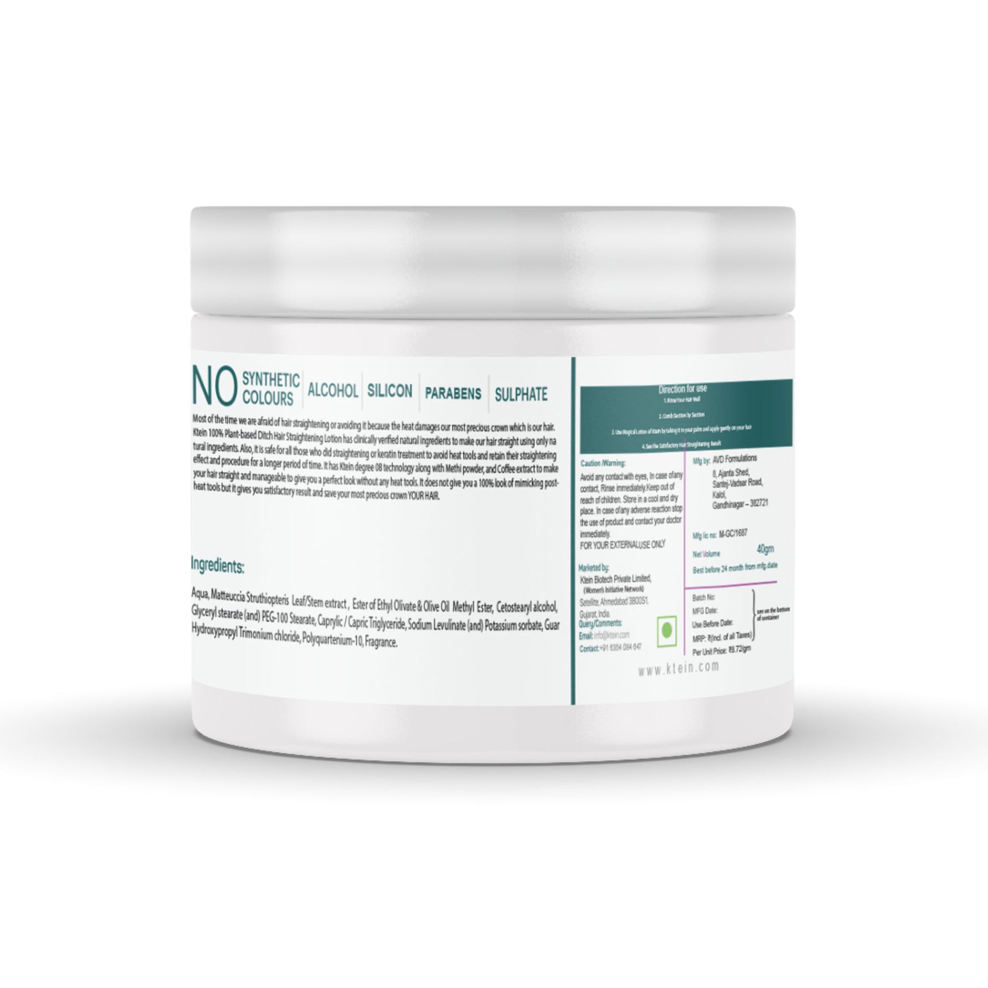 Ktein Natural 100% Plant Based Treated Hair Maintenance Cream