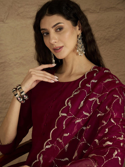 Dhiyona VA Women's Solid Kurta with Trousers & Dupatta