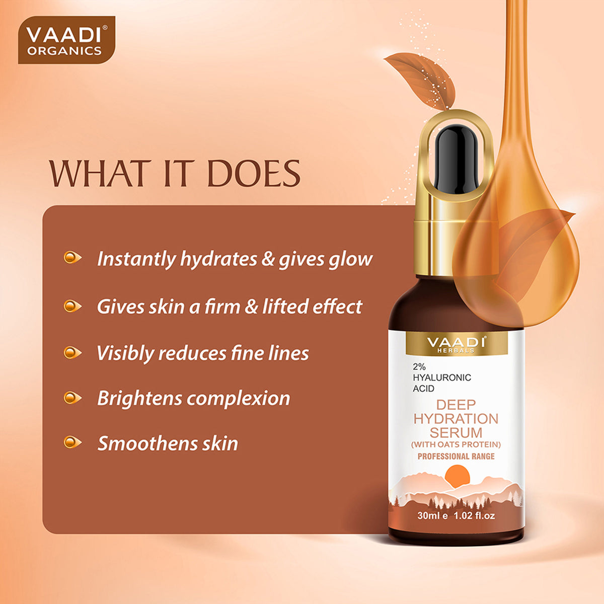 Vaadi Herbals Deep Hydration Serum With 2% Hyaluronic Acid & Oats Protein