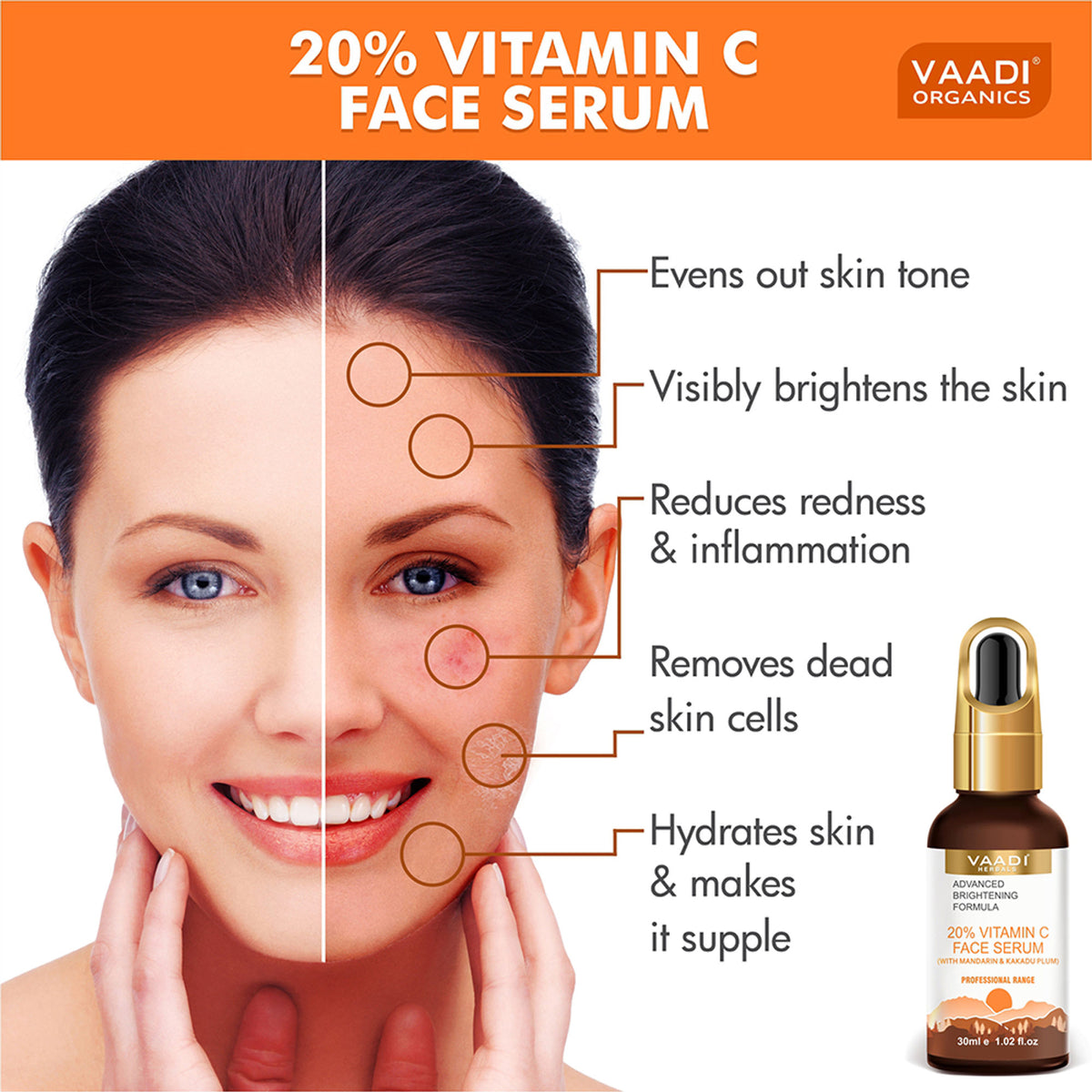Vaadi Herbals 20% Vitamin C Face Serum With Advanced Brightening Formula