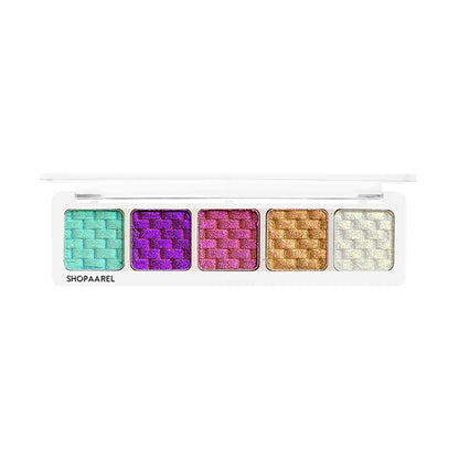 Shopaarel Sparkle 5 Color Eyeshadow palette featuring shimmering shades in an elegant compact.