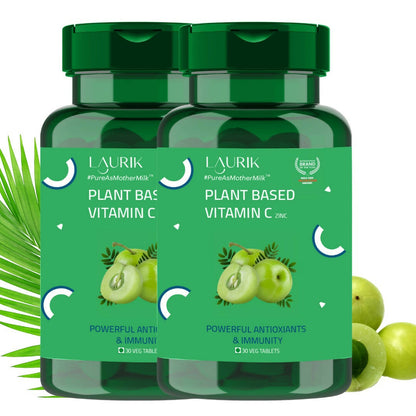Laurik Plant Based Vitamin C With Zinc Supplements Tablets For Men & Women | Maintain Energy Levels & Boost Immunity