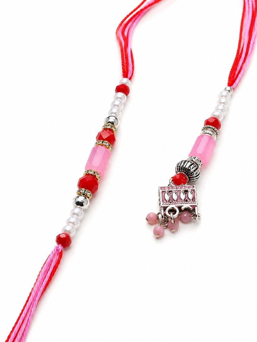 Anouk Set Of 2 Artificial Beads Jhumka Design Bhaiya Bhabhi Rakhi With Roli Chawal