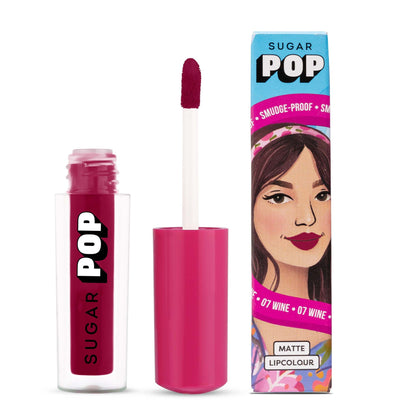 SUGAR POP Matte Lipstick, Smudge-Proof, 8 Hrs - 07 Wine