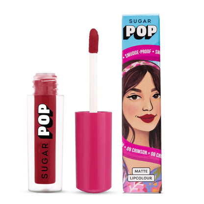 SUGAR POP Matte Lipstick, Smudge-Proof, 8 Hrs - 08 Crimson