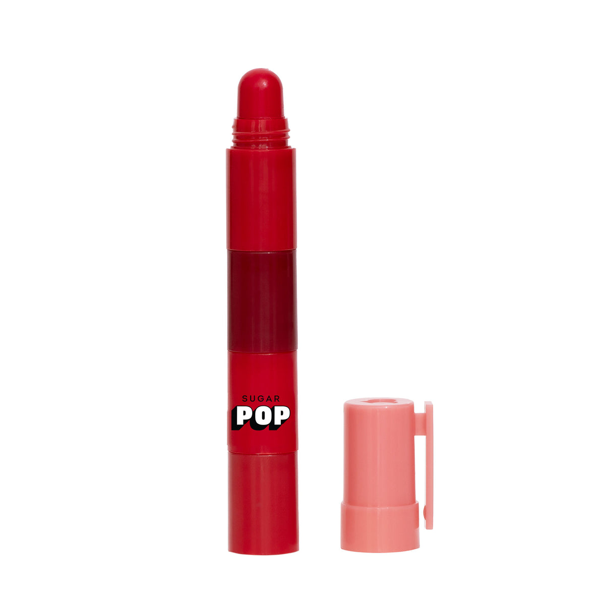 SUGAR POP 4-in-1 Lip Twist in Rouge Delight, a versatile lipstick with a twist-up design and rich red color.