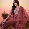 Indyancart IE Embroidered Straight Kurta With Trousers & Dupatta