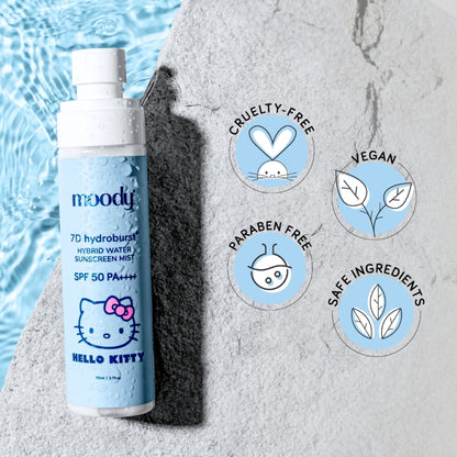 Moody 7D Hydroburst Hybrid Water Sunscreen Mist SPF 50 PA++++ With Hyaluronic Acid