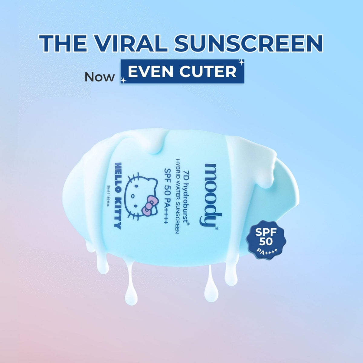 Moody Hydro Burst Water Sunscreen SPF 50 PA++++ Hello Kitty Limited Edition