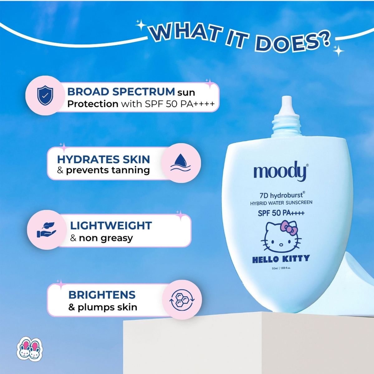 Moody Hydro Burst Water Sunscreen SPF 50 PA++++ Hello Kitty Limited Edition