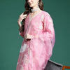 Dhiyona IE Floral Embroidered Regular Sequinned Kurta with Trousers & Dupatta