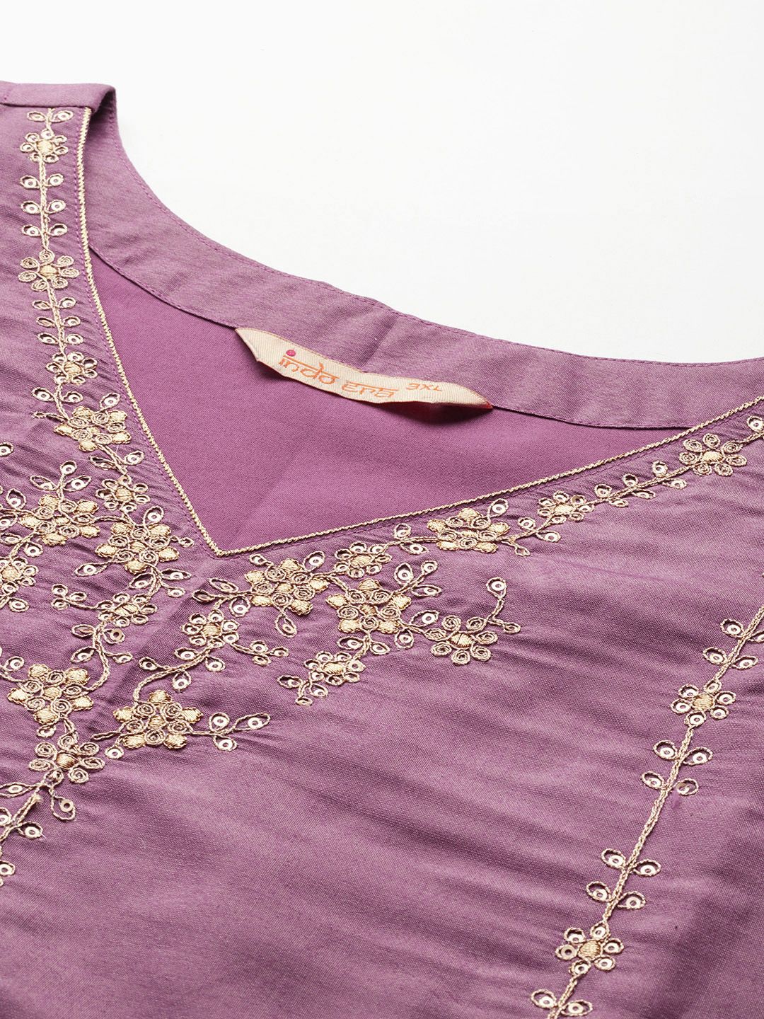 Indyancart IE Plus Size Ethnic Motifs Embroidered Sequinned Kurta with Trousers & With Dupatta