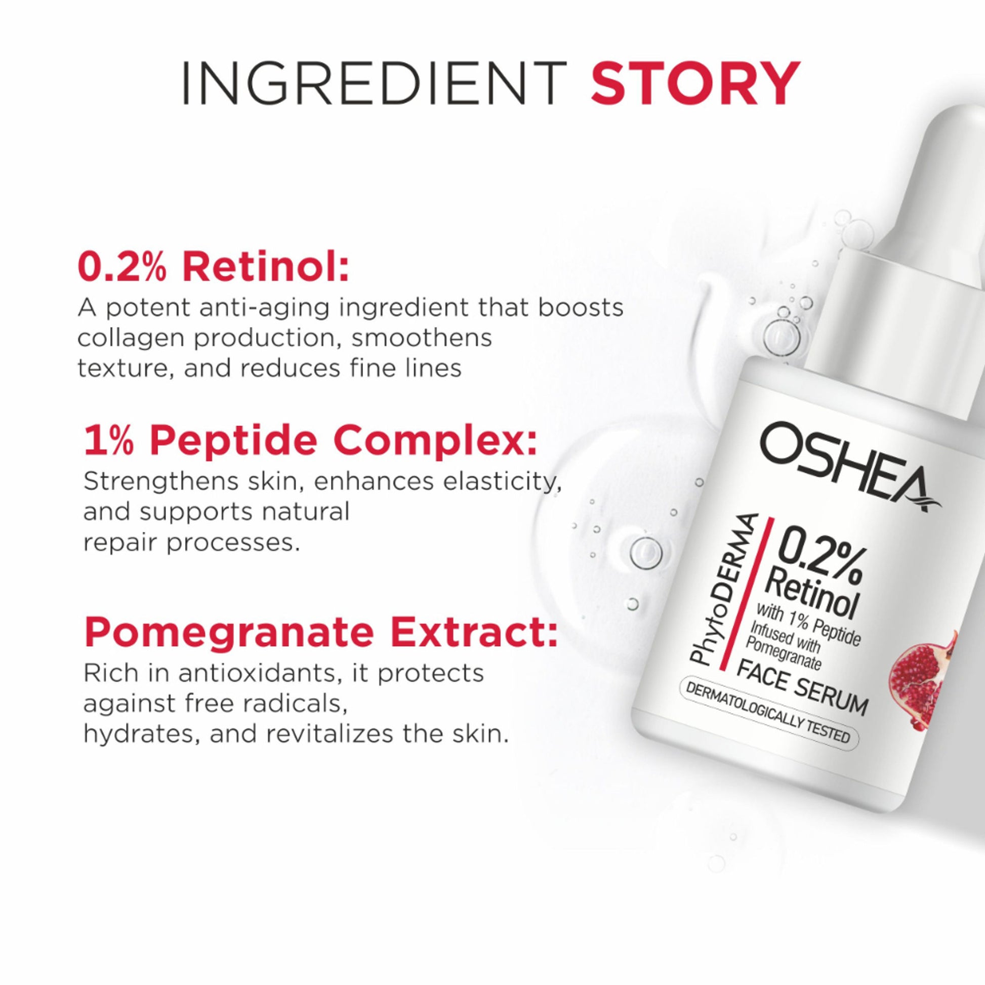 Oshea Herbals Phytoderma Face Serum With 0.2% Retinol & Pomegranate Extract Reduces Fine Lines