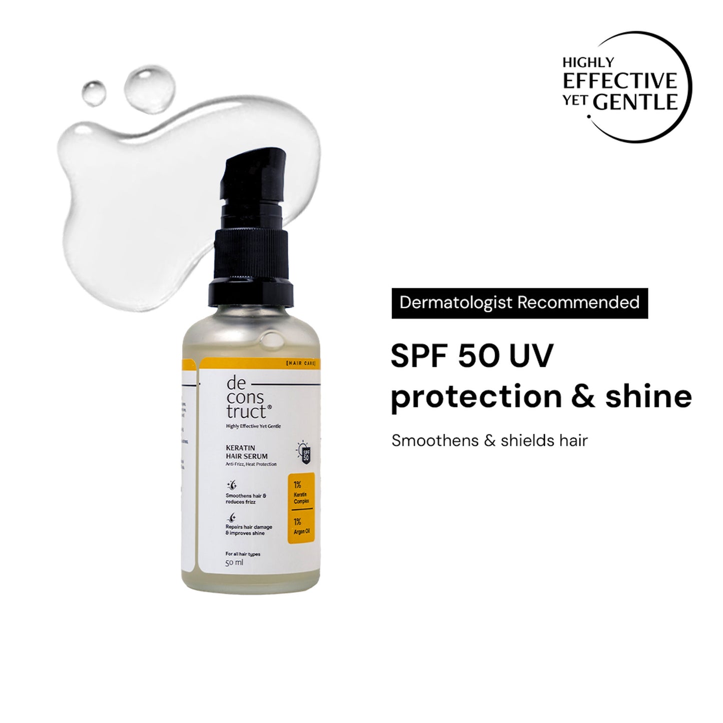 Deconstruct Keratin Hair Serum, Spf 50 Uv Protect & Anti-Frizz
