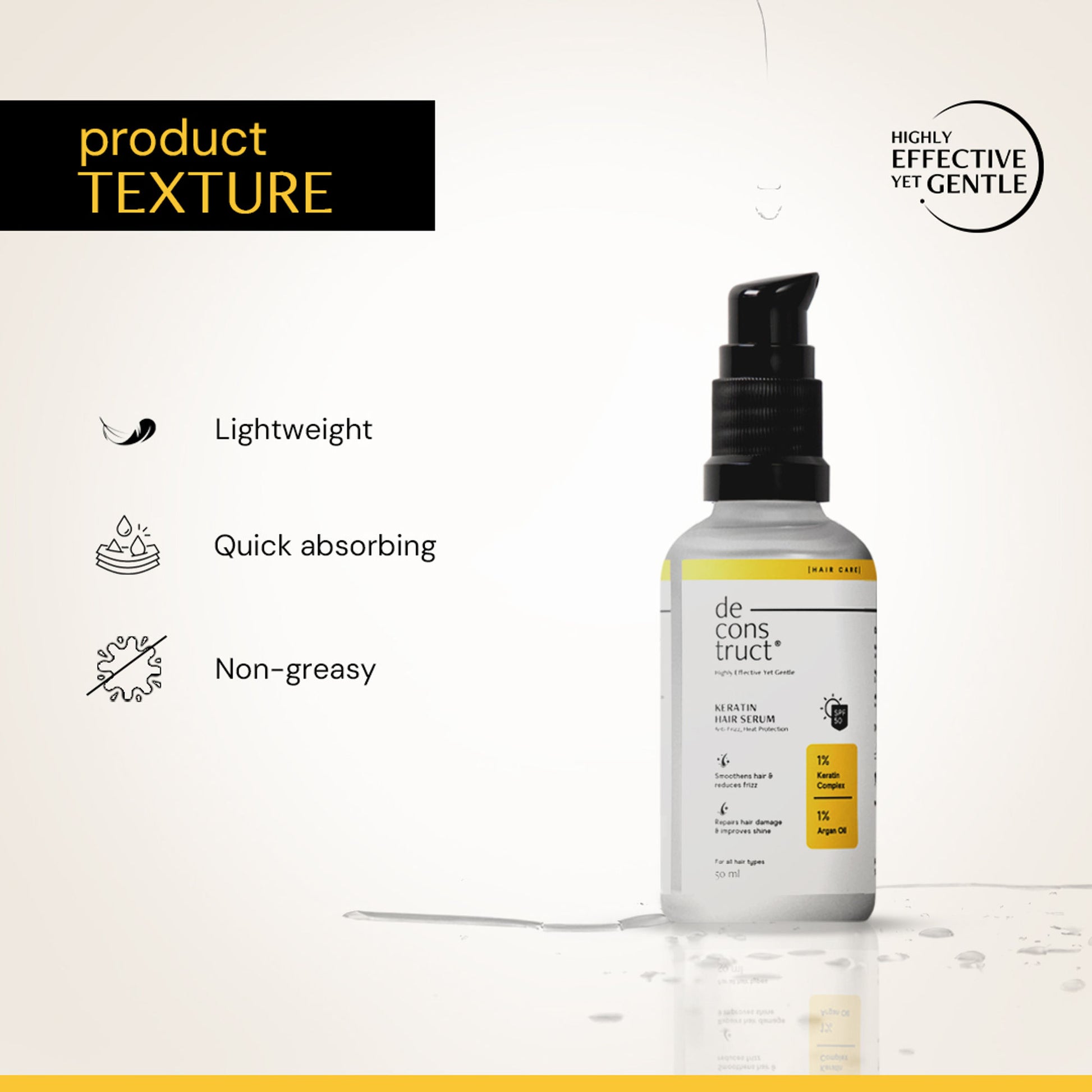 Deconstruct Keratin Hair Serum, Spf 50 Uv Protect & Anti-Frizz