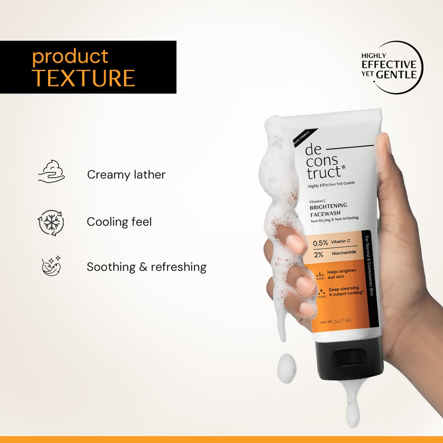 Deconstruct Vitamin C Brightening Face Wash, Brightens & Fades Dark Spots