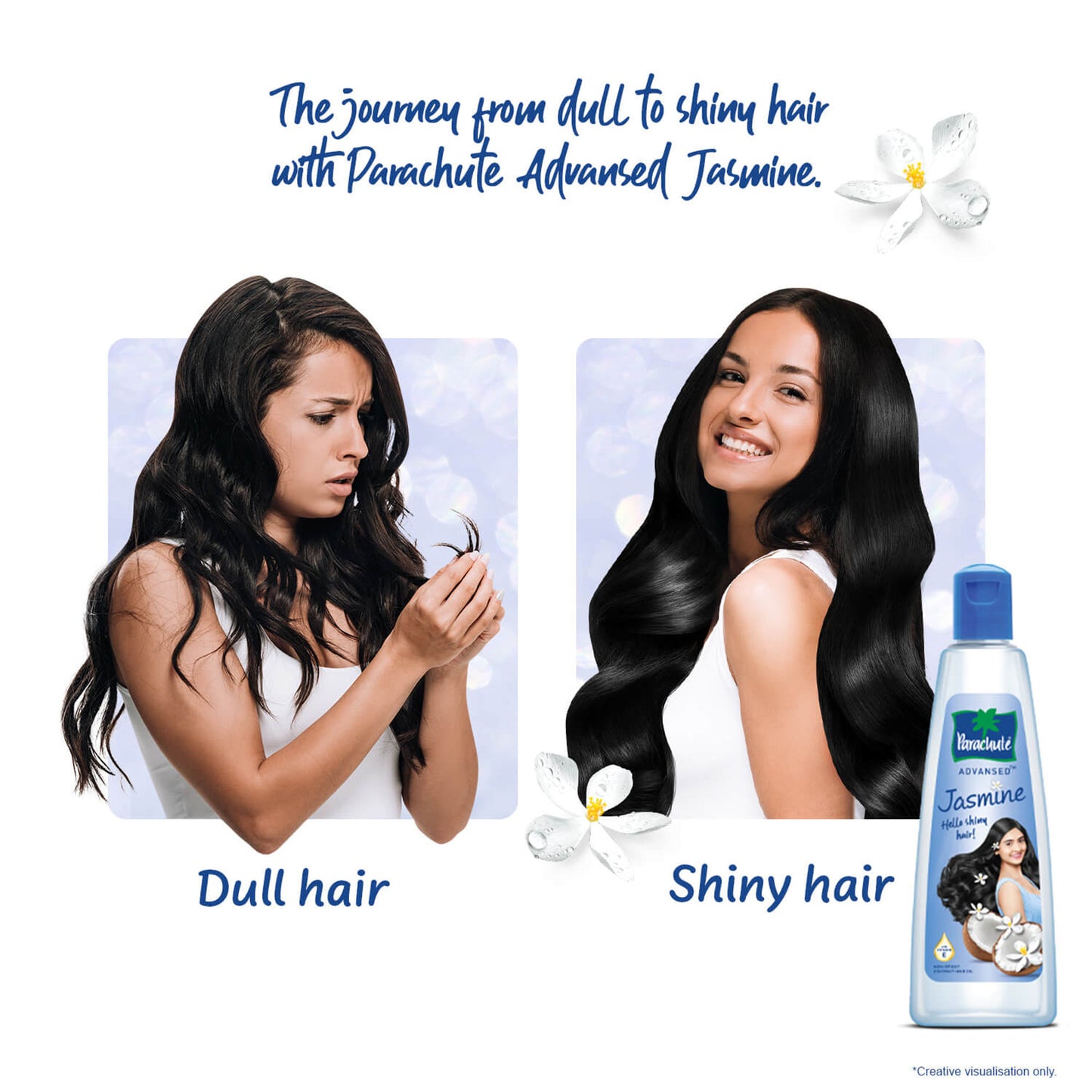 Parachute Advansed Jasmine Coconut Hair Oil, Vitamin E for Healthy Shiny Hair, Non-sticky