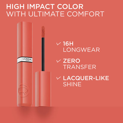 L'Oreal Paris Infallible Laque Resistance Liquid Lipstick, 16H Lacquer Shine - 614 Coral Amour