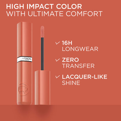L'Oreal Paris Infallible Laque Resistance Liquid Lipstick, 16H Lacquer Shine - 225 Rouge Confidence