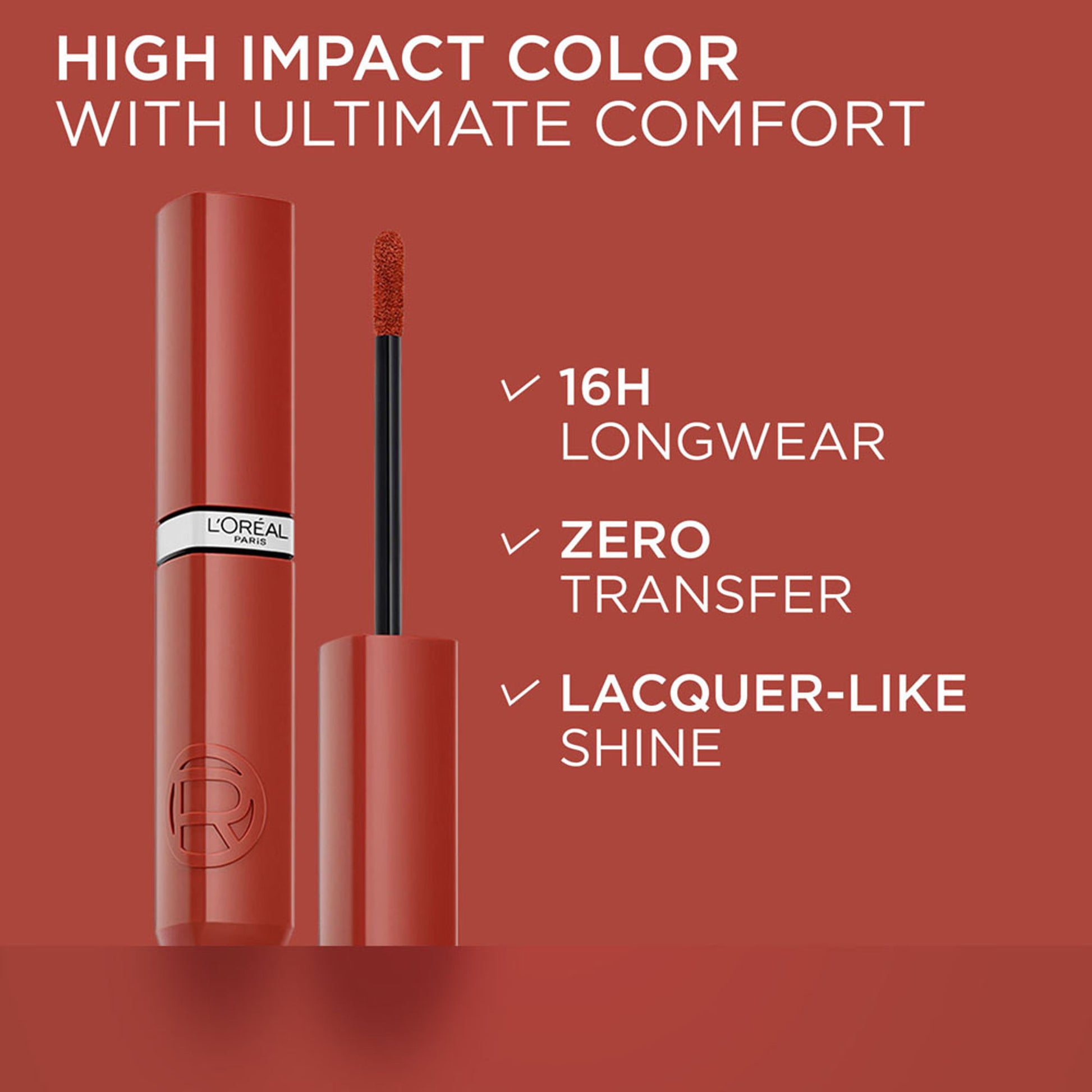 L'Oreal Paris Infallible Laque Resistance Liquid Lipstick, 16H Lacquer Shine - 510 Cafe Parisien