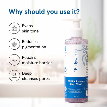 Be Bodywise 5% Niacinamide Body Wash with Aloe Vera Extract For Intense Hydration & Deep Cleansing