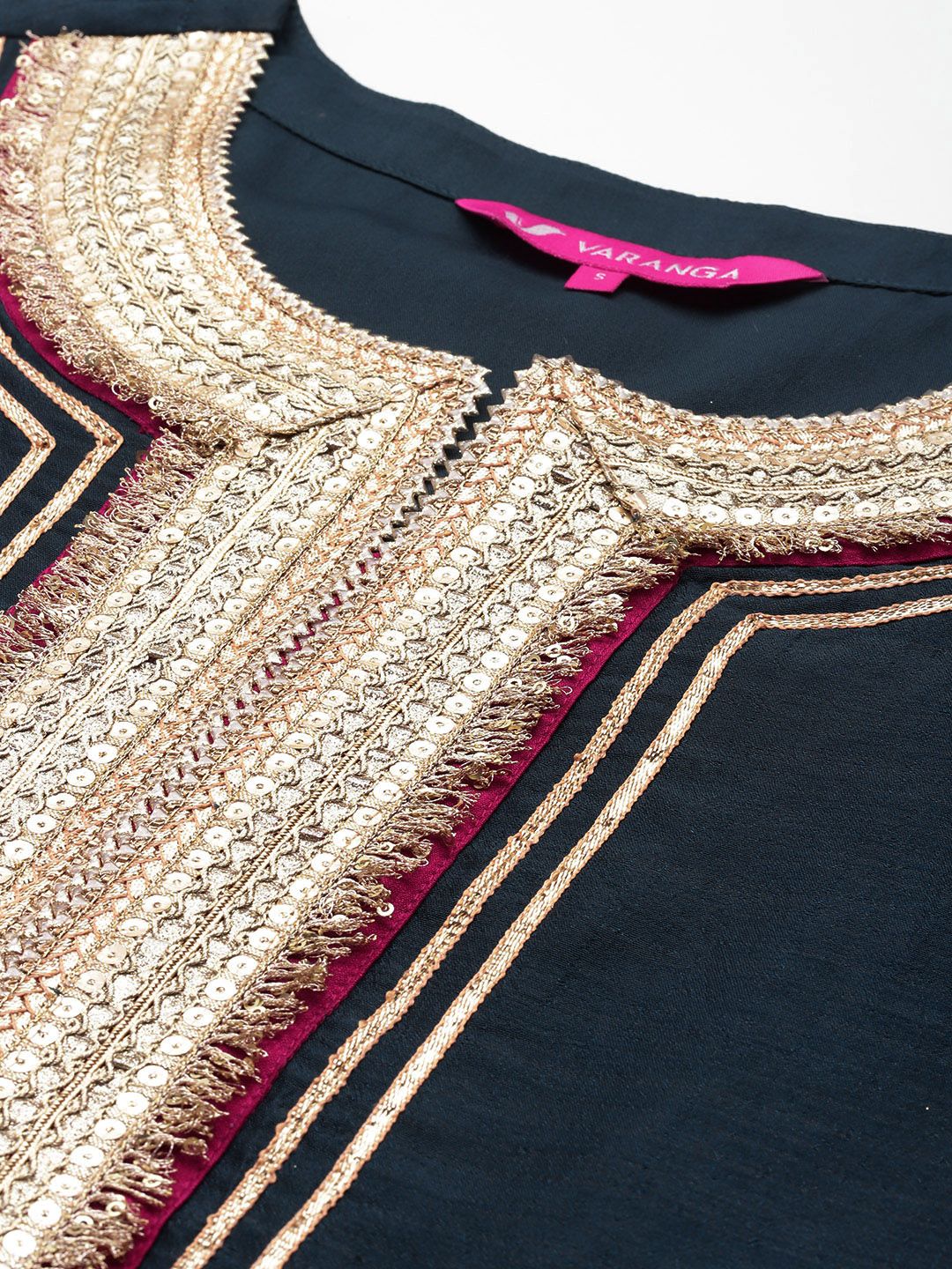 Indyancart VA Yoke Design Sequinned Kurta with Palazzos & With Dupatta