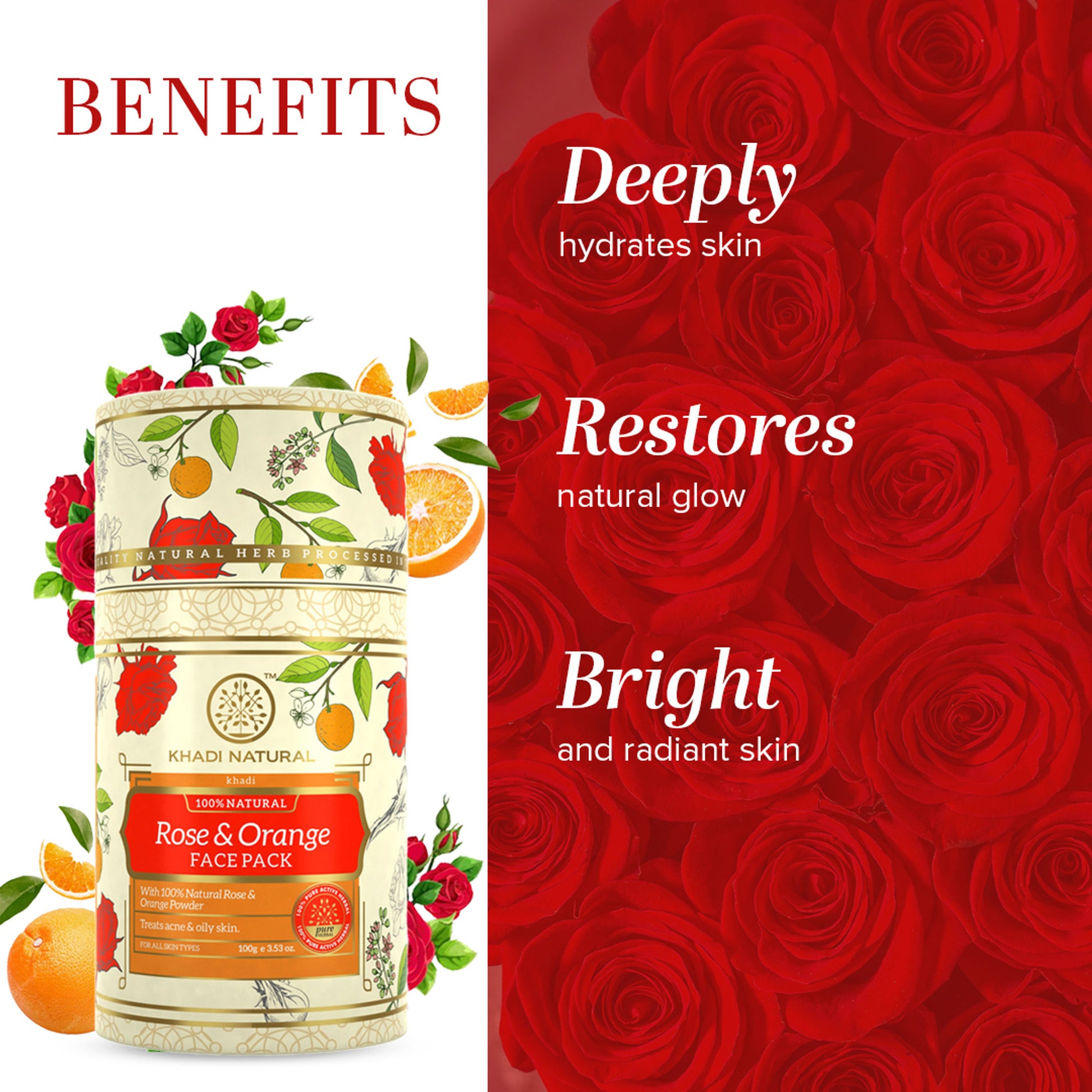 Khadi Natural Rose & Orange Face Pack