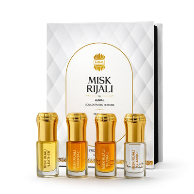 Ajmal Misk Rijali Luxury Attar Gift Set Premium Non-Alcoholic Perfume Oil - Unisex Father's Day