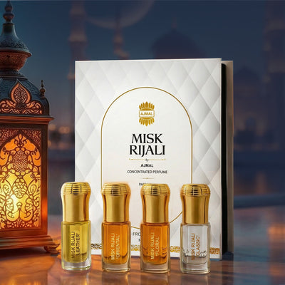 Ajmal Misk Rijali Luxury Attar Gift Set Premium Non-Alcoholic Perfume Oil - Unisex Father's Day