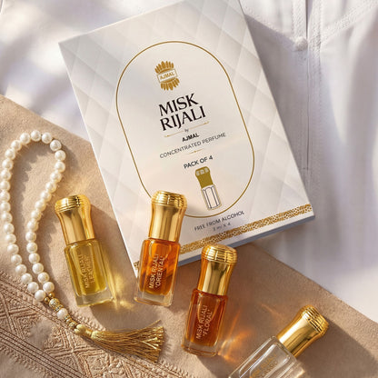 Ajmal Misk Rijali Luxury Attar Gift Set Premium Non-Alcoholic Perfume Oil - Unisex Father's Day