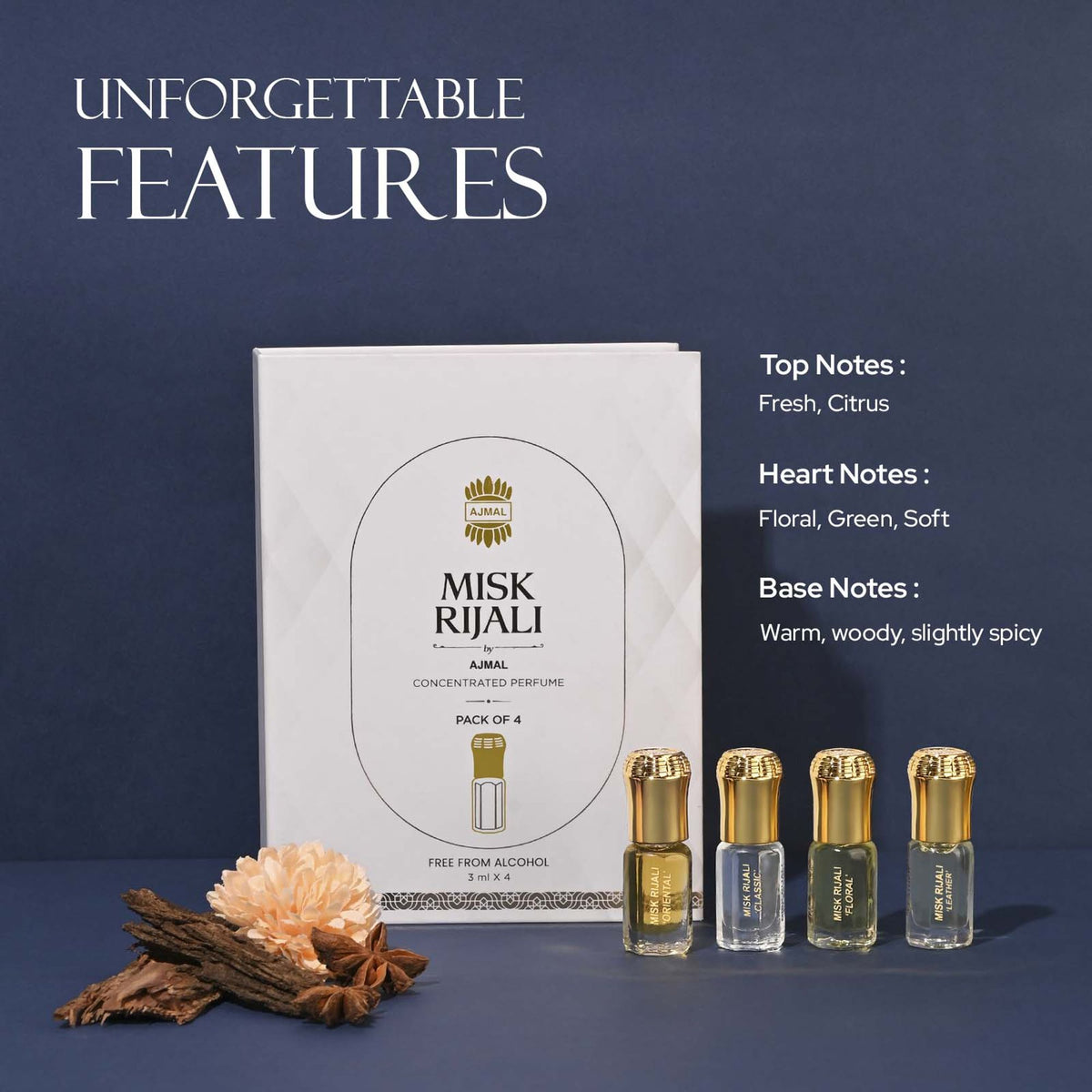 Ajmal Misk Rijali Luxury Attar Gift Set Premium Non-Alcoholic Perfume Oil - Unisex Father's Day