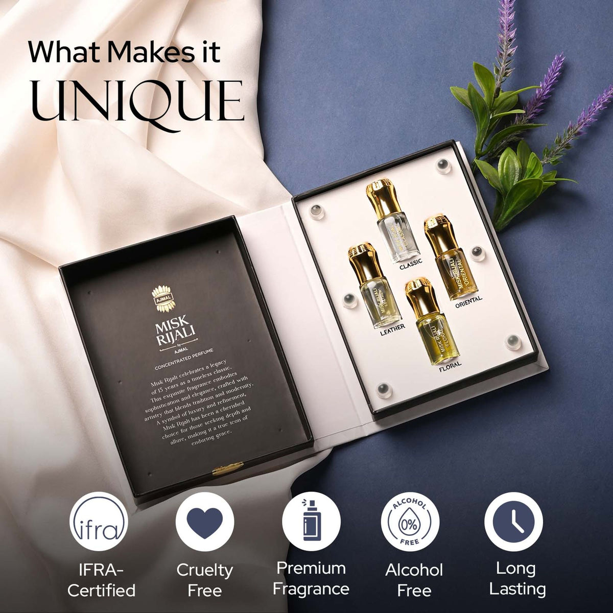 Ajmal Misk Rijali Luxury Attar Gift Set Premium Non-Alcoholic Perfume Oil - Unisex Father's Day