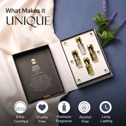Ajmal Misk Rijali Luxury Attar Gift Set Premium Non-Alcoholic Perfume Oil - Unisex Father's Day