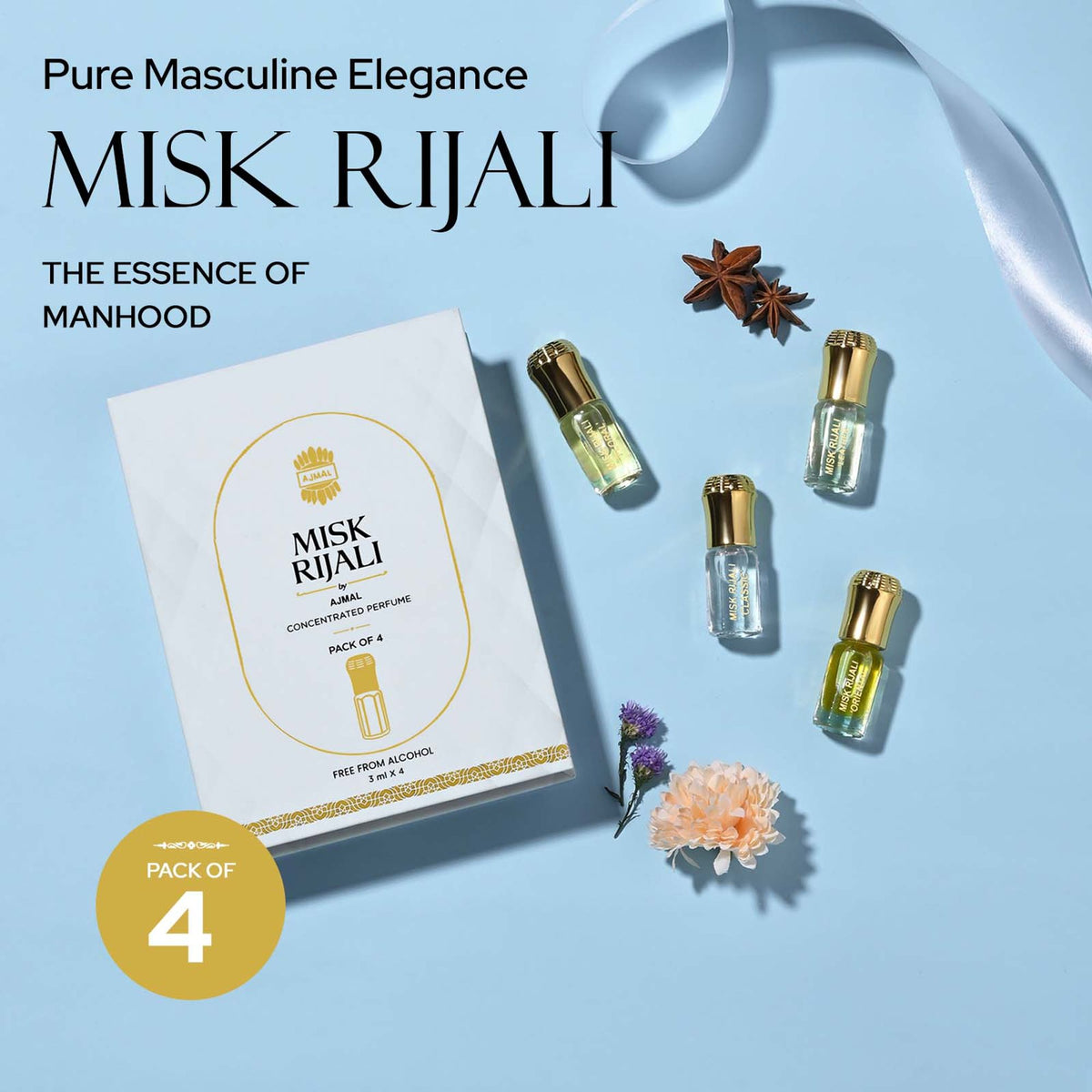 Ajmal Misk Rijali Luxury Attar Gift Set Premium Non-Alcoholic Perfume Oil - Unisex Father's Day