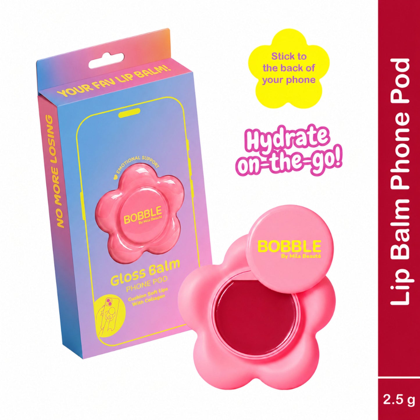Mila Beauté Bobble Gloss Lip Balm Phone Pod - Bubble Yum