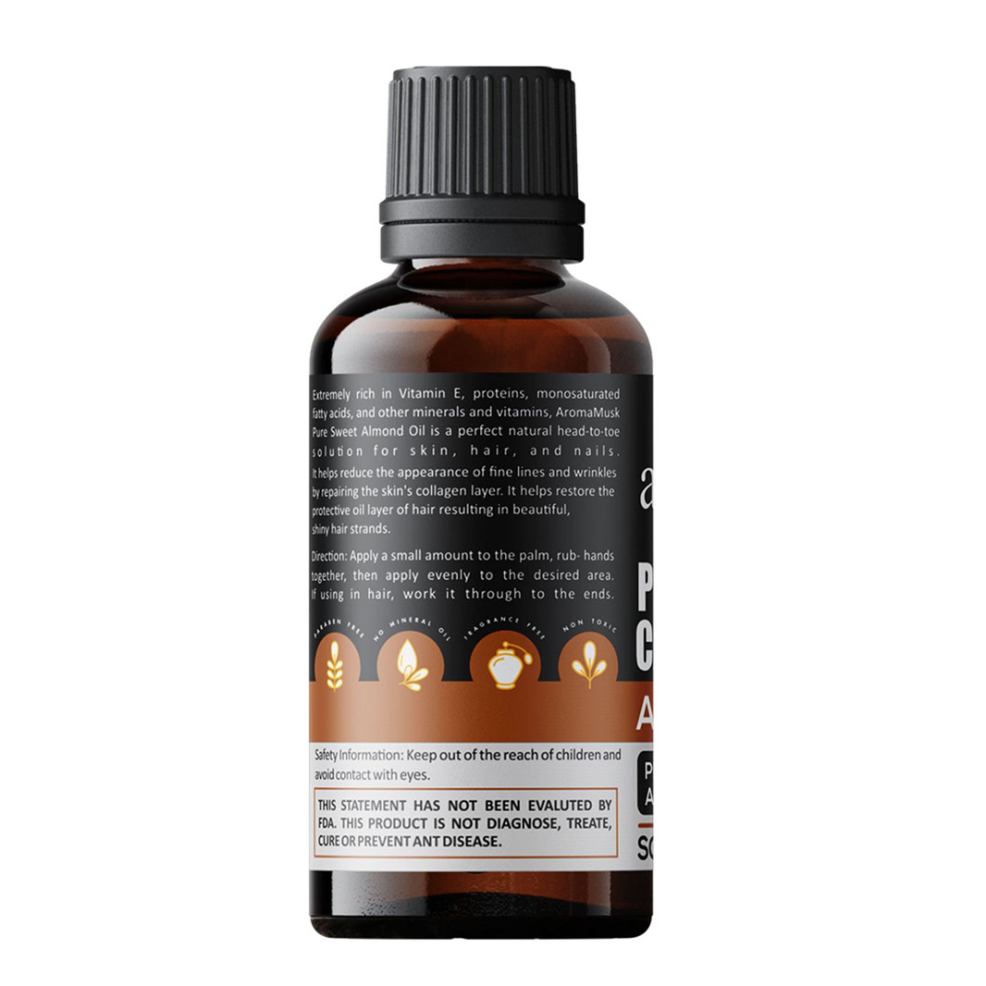AromaMusk Cold Pressed Pure Carrier Almond Oil Soothing Prunus Amygdalus