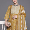 Indyancart IE Ethnic Motifs Embroidered Pure Cotton Straight Kurta With Trousers & Dupatta