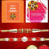 Dhiyona Set Of 2 Stone Studded Rakhi Greeting Card & Roli Chawal