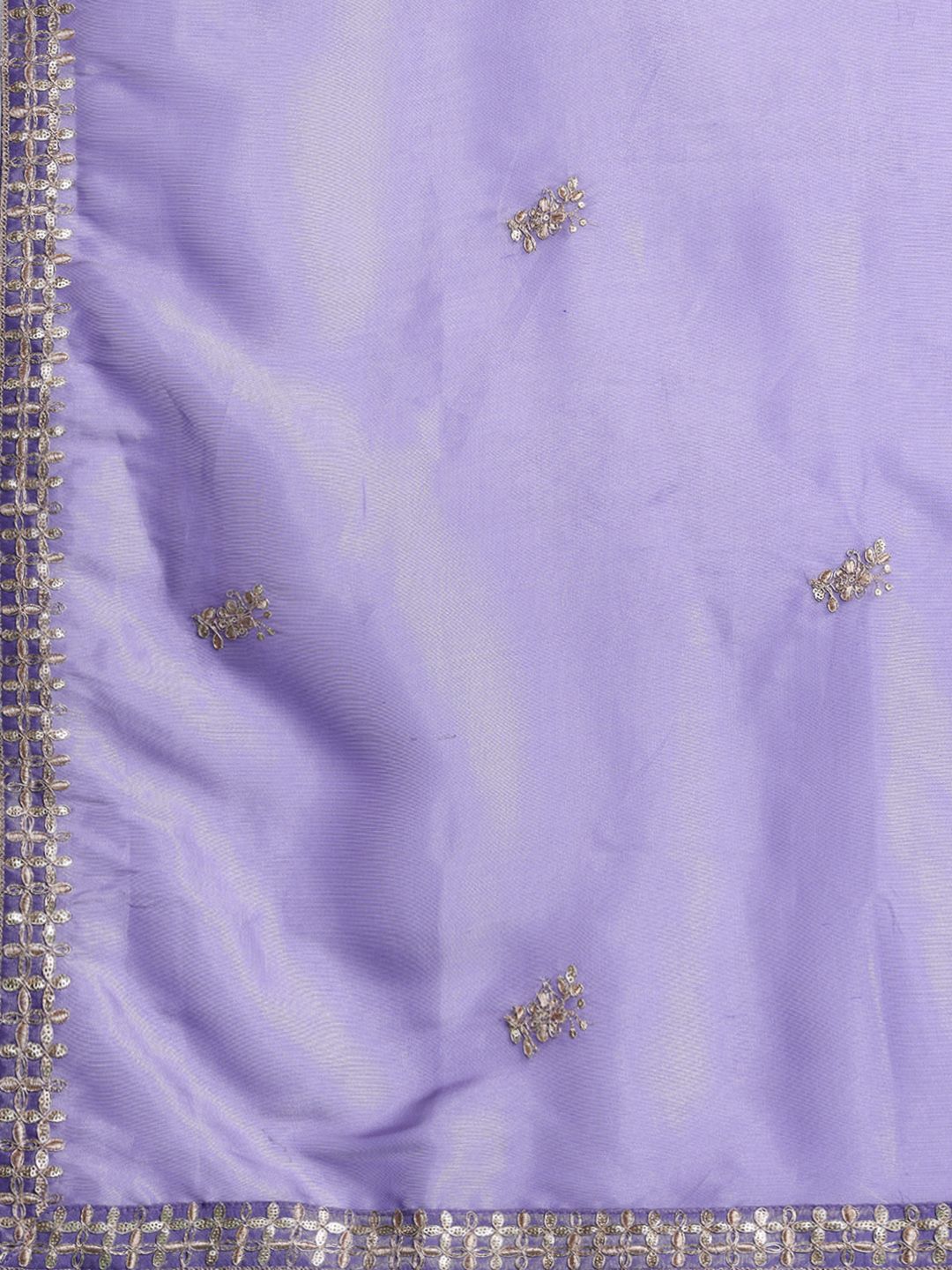 Indyancart IE Ethnic Motifs Embroidered Sequinned Kurta With Palazzos & Dupatta