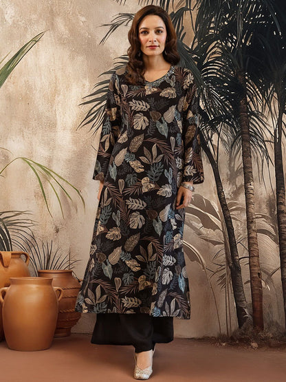 Indyancart SN Women's Floral Printed A-Line Kurta with Palazzo