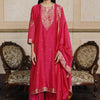 Women's Fuchsia Pink Woven Silk Salwar Suit