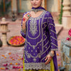 Dhiyona IE Floral Embroidered Sequinned Chinon Straight Kurta With Palazzos & Dupatta