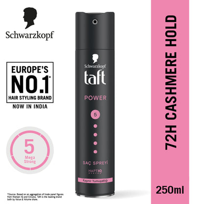 Schwarzkopf TAFT Power Hold 5 Hair Spray for Heat Protection, Gives Cashmere like Softness