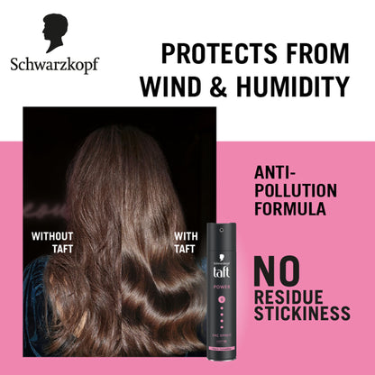Schwarzkopf TAFT Power Hold 5 Hair Spray for Heat Protection, Gives Cashmere like Softness