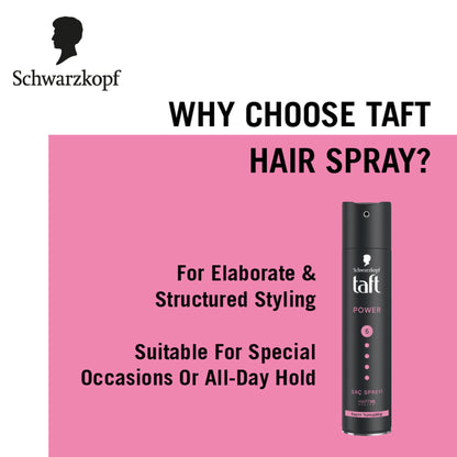 Schwarzkopf TAFT Power Hold 5 Hair Spray for Heat Protection, Gives Cashmere like Softness