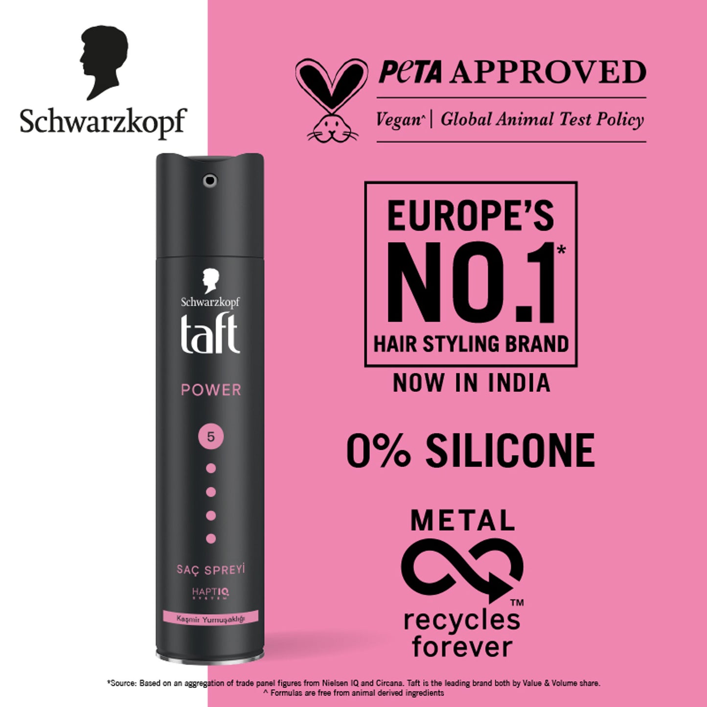 Schwarzkopf TAFT Power Hold 5 Hair Spray for Heat Protection, Gives Cashmere like Softness